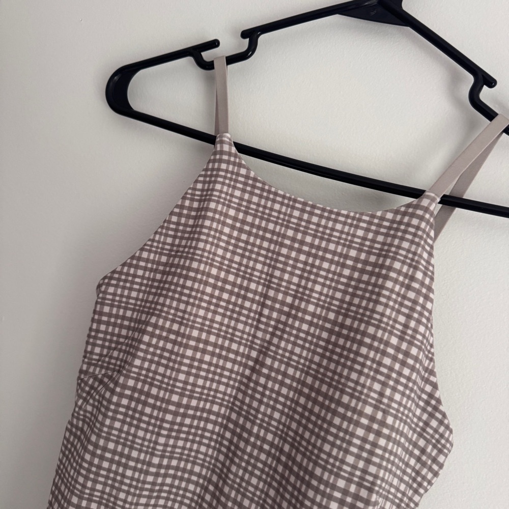 🆕🤎 Lululemon Align High Neck Dress - Glow Grid Light Ivory Multi - Picture 5 of 10